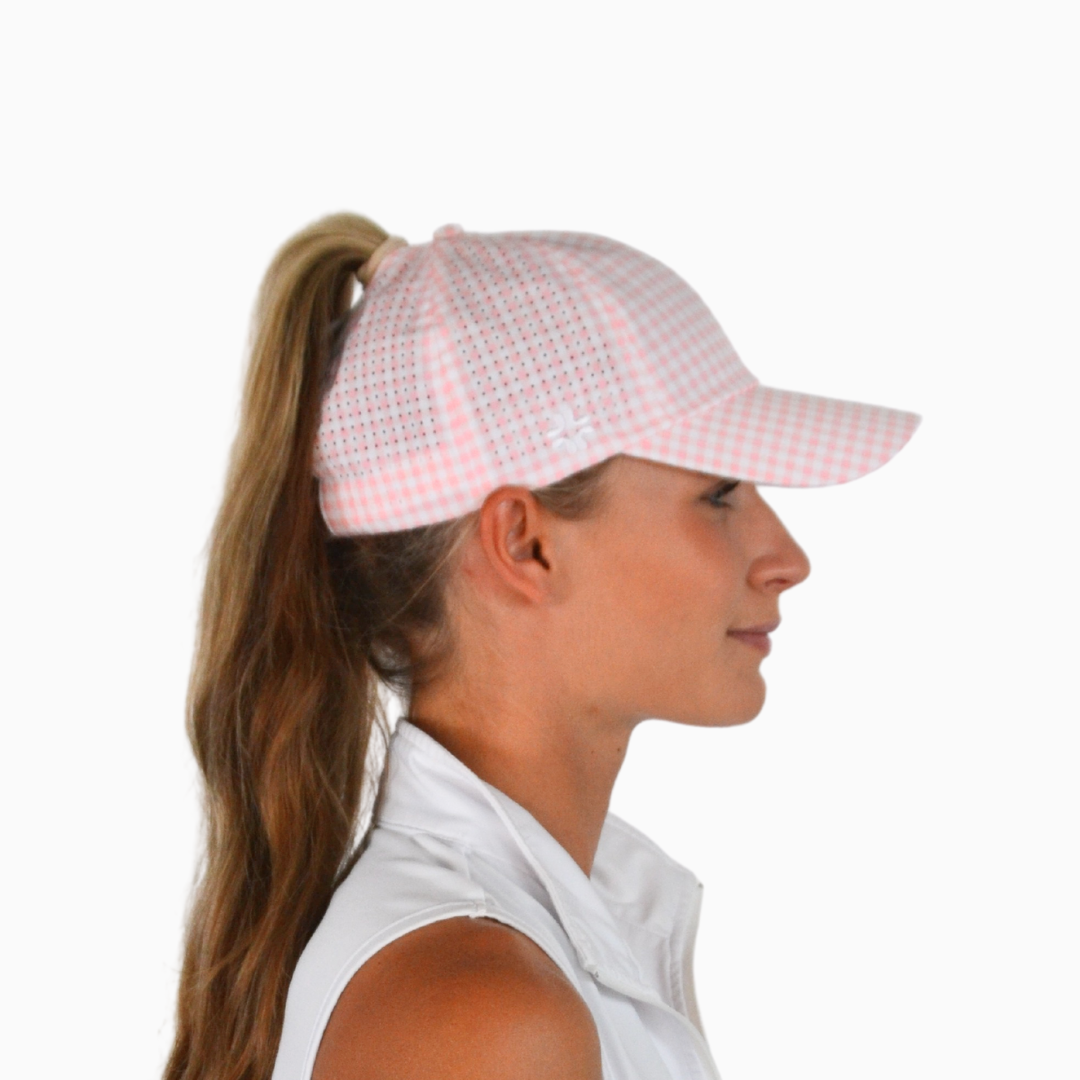 Gingham Print, Sun Goddess Cap, Tuck-In Strap UPF 50+ - VIMHUE